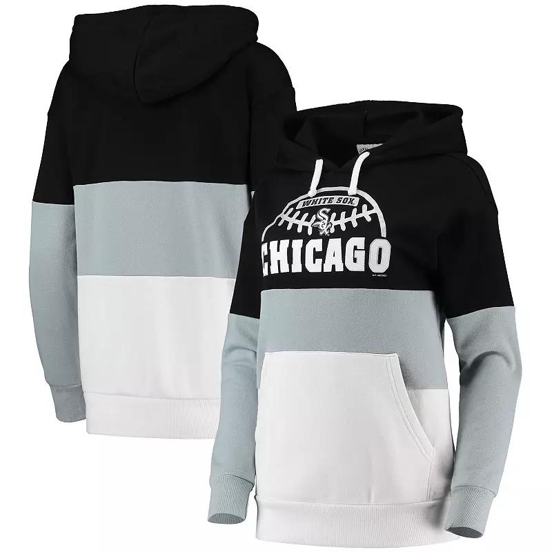 Women's G-III Sports by Carl Banks Black/Gray Chicago White Sox Block and Tackle Colorblock Pullover Hoodie, Size: Medium Product Image