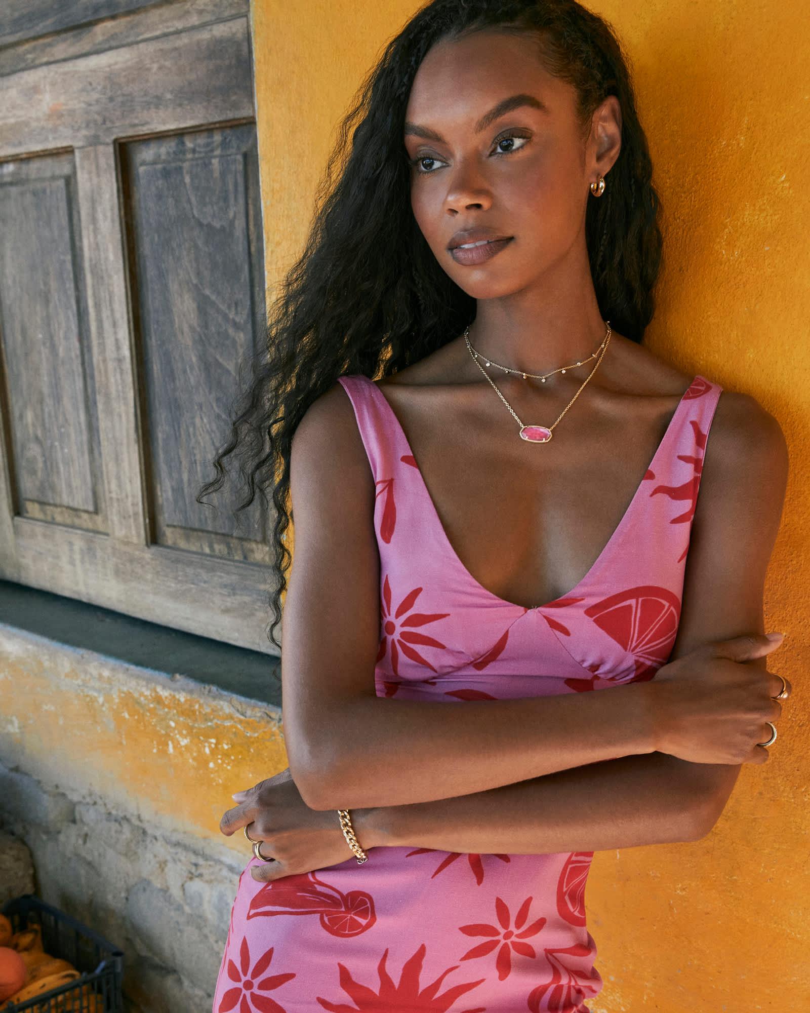 Elisa Gold Statement Short Pendant Necklace Product Image