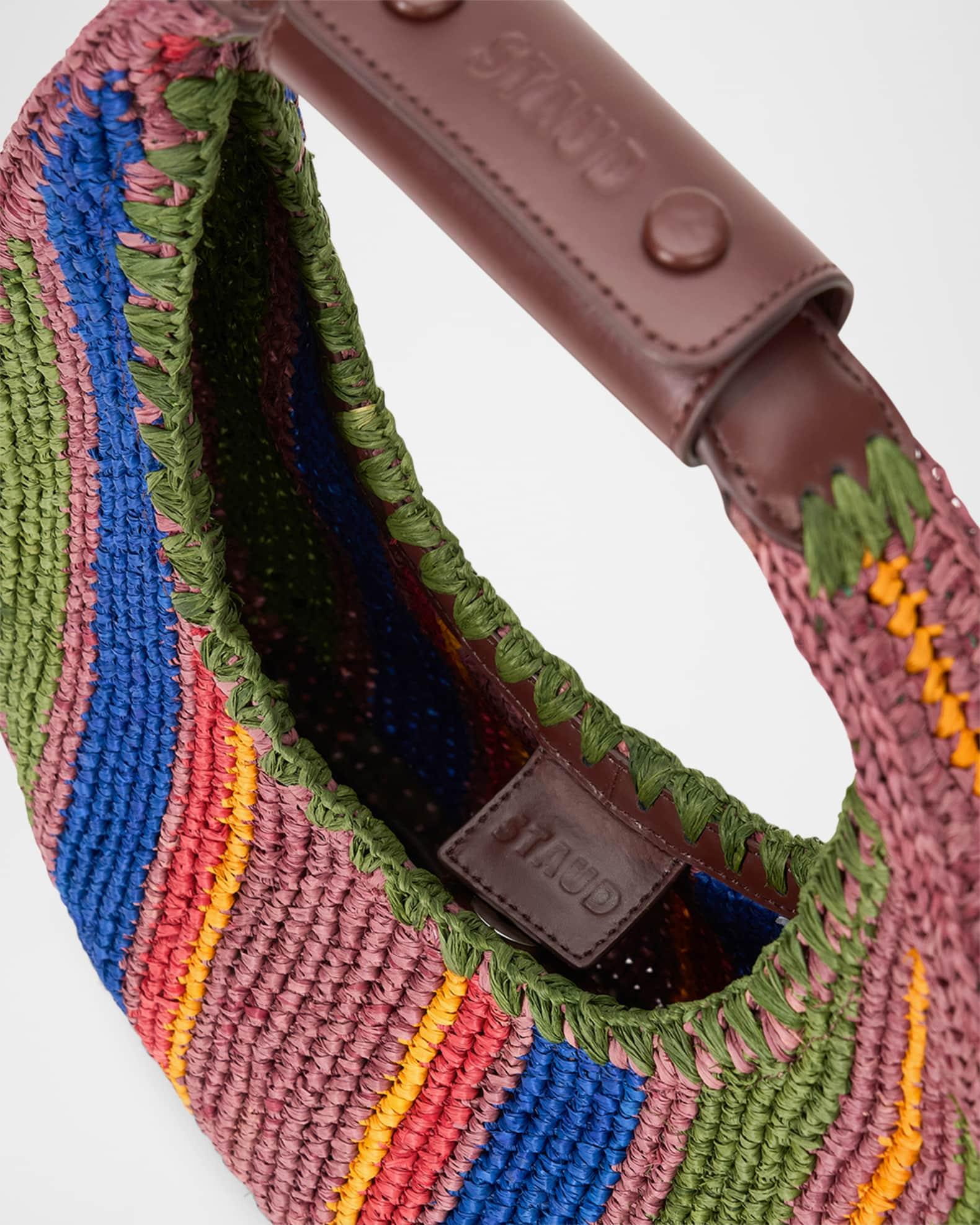 Moon Multicolor Striped Raffia Shoulder Bag Product Image
