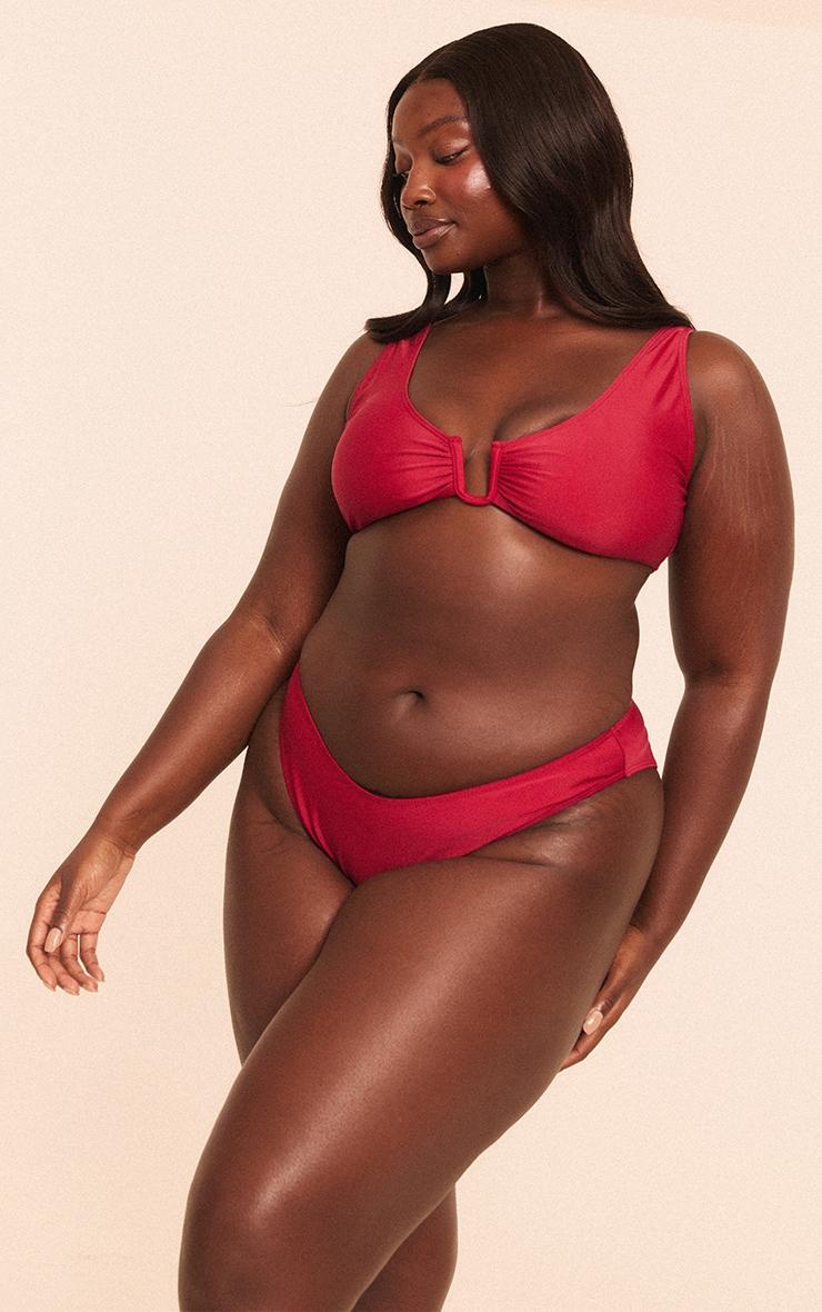 Plus Burgundy Tanga Bikini Bottoms Product Image