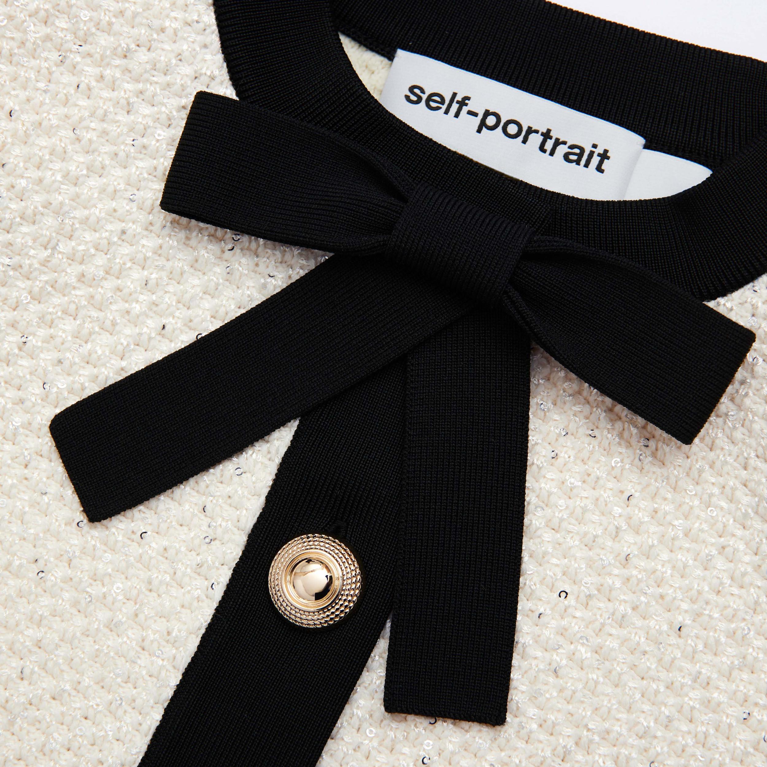 Cream Sequin Pussy Bow Cardigan Product Image