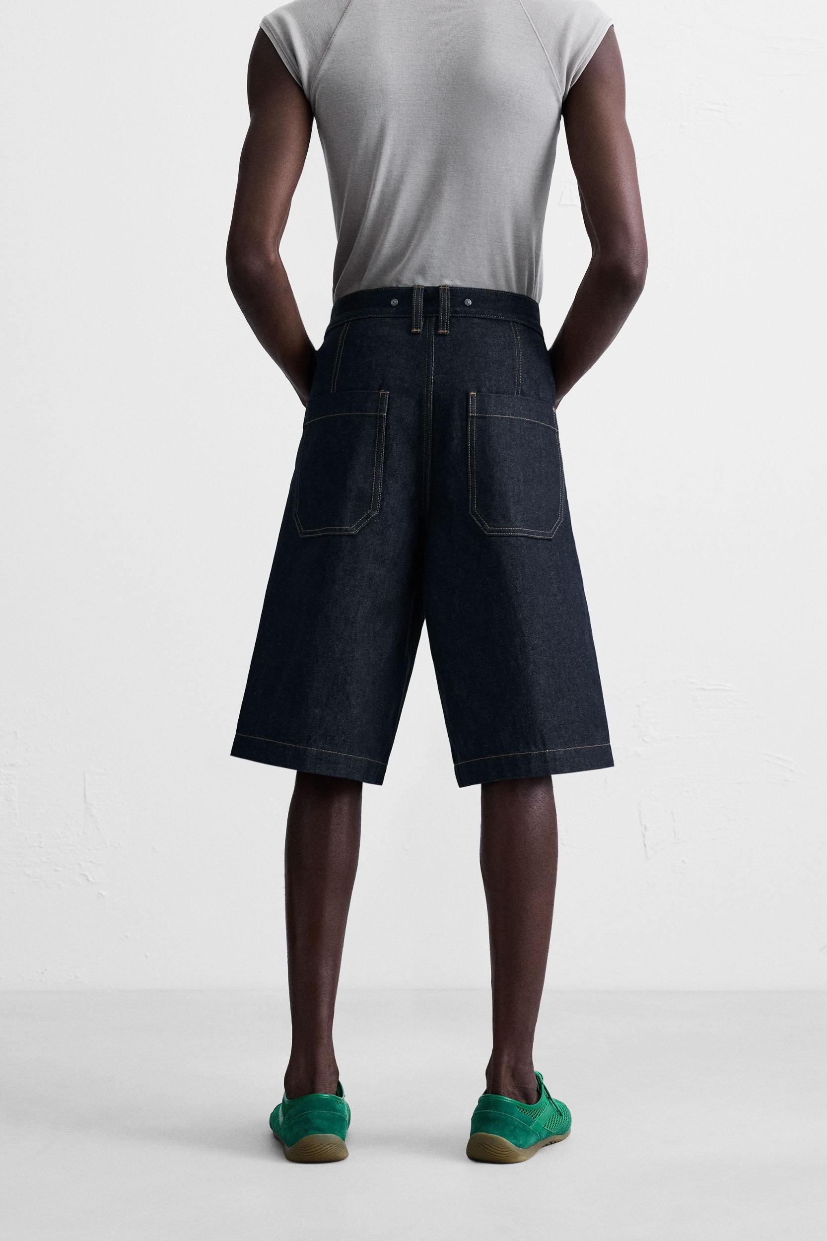 STITCHED BAGGY FIT DENIM SHORTS Product Image