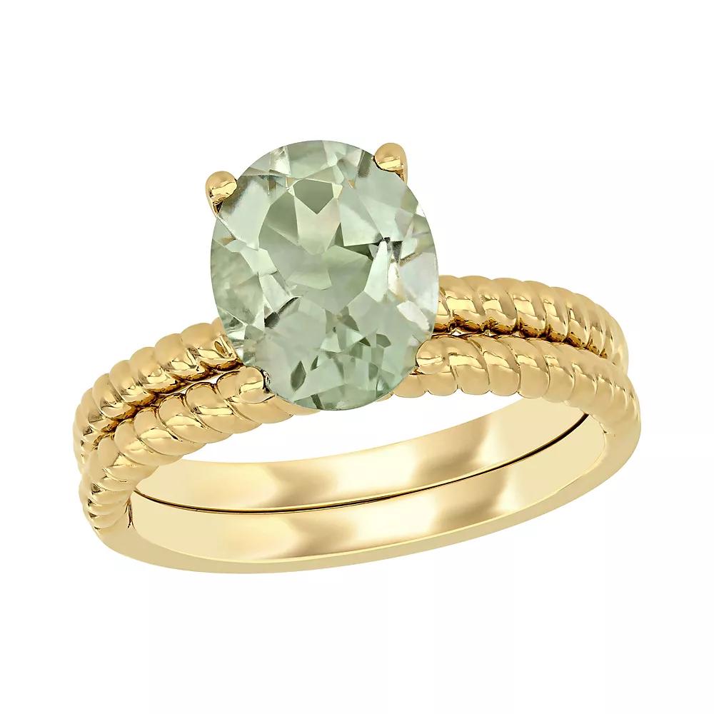 Stella Grace 14k Gold Green Quartz Bridal Ring Set, Womens Product Image