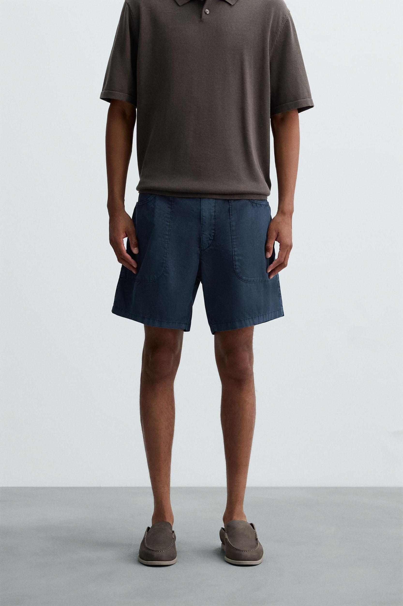 WASHED COTTON BERMUDA SHORTS Product Image