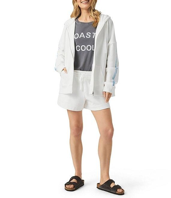 Splendid Striped Crew Neck Long Sleeve Hoodie Jacket Product Image