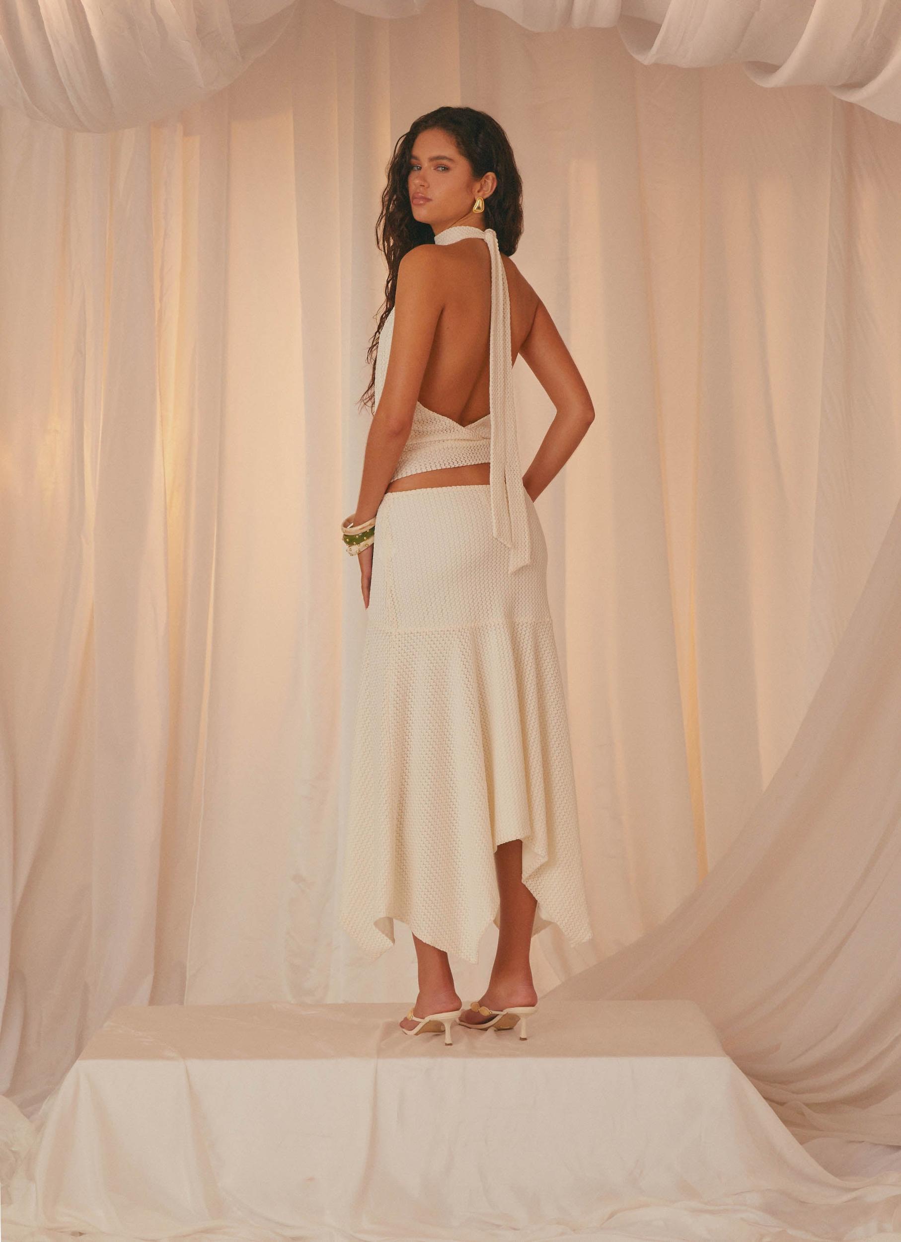 Evaden Low Rise Midi Skirt - Ivory Product Image
