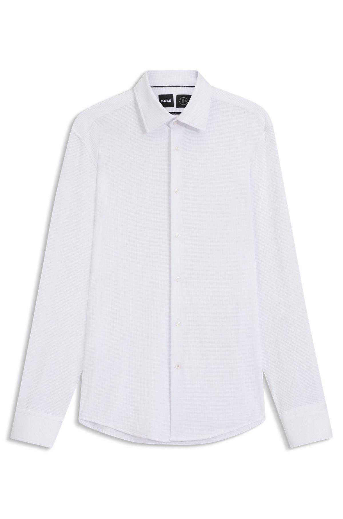 Slim-fit shirt in textured performance-stretch jersey Product Image