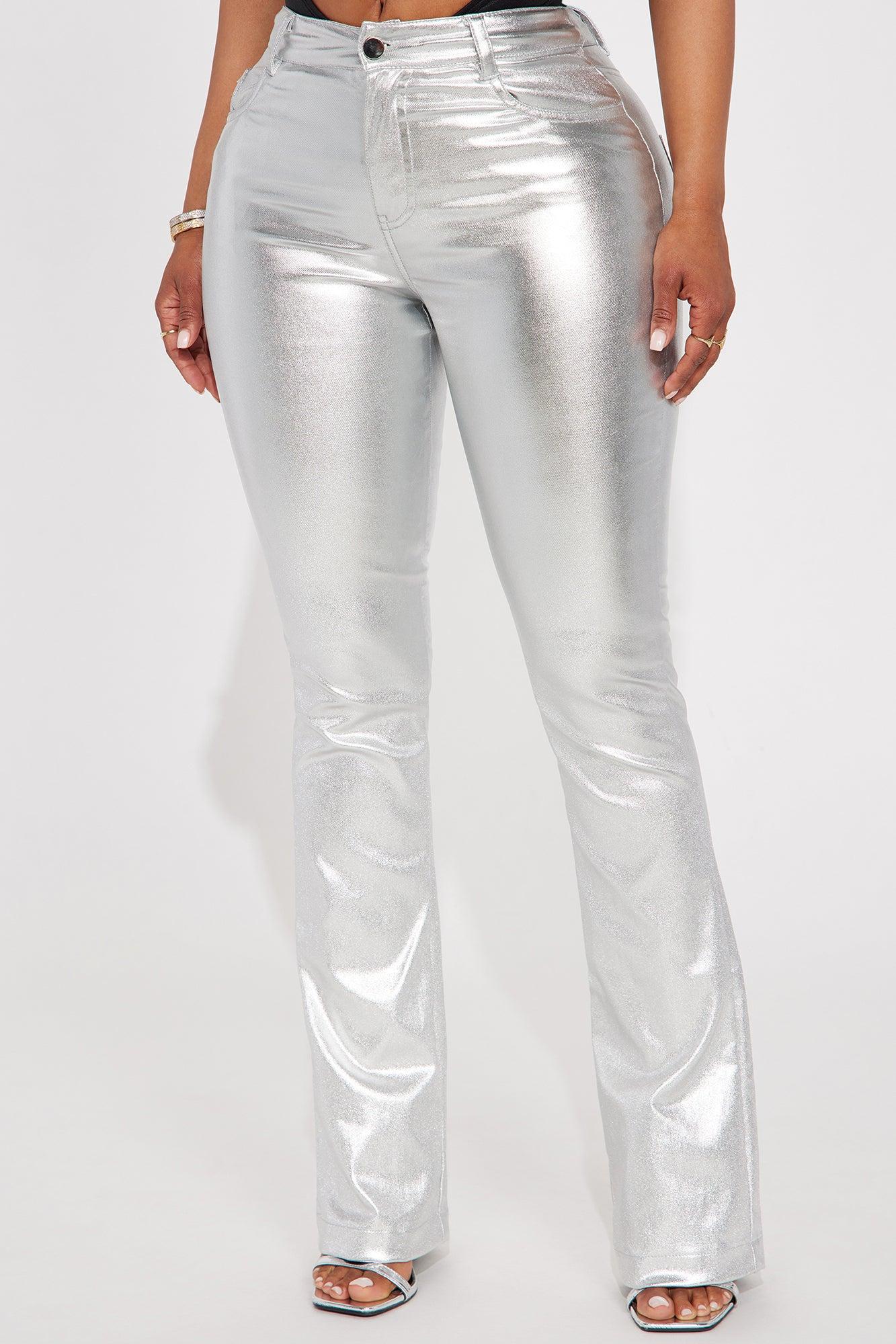 Behind The Flash Metallic Flare Pant - Silver Product Image