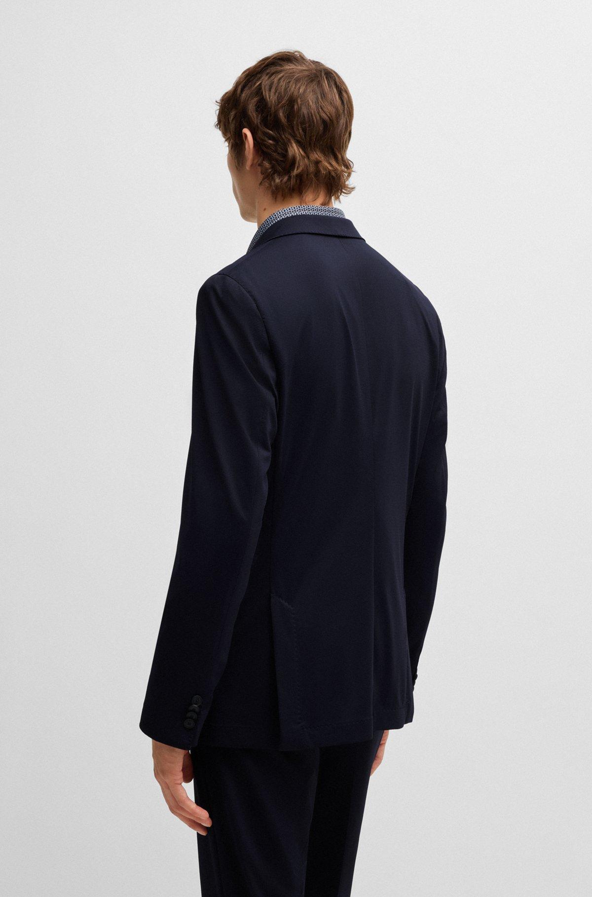 BOSS - Slim-fit washable suit in patterned performance-stretch fabric - Dark Blue Product Image