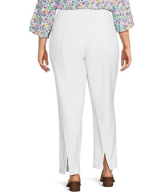 Ali Miles Plus Size Knit Pull-On Straight Leg Pants Product Image