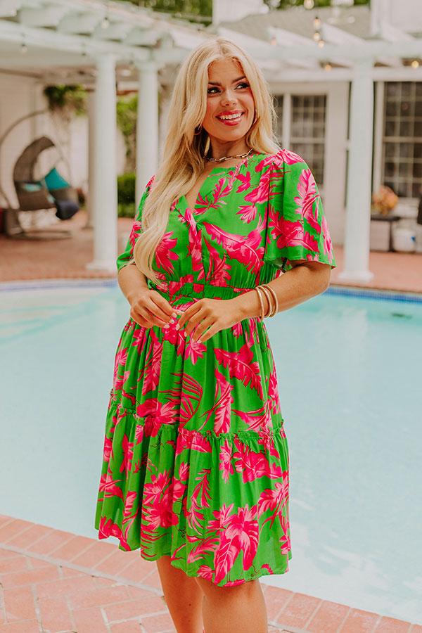 Cruise Trip Ready Floral Mini Dress in Kelly Green Curves Product Image