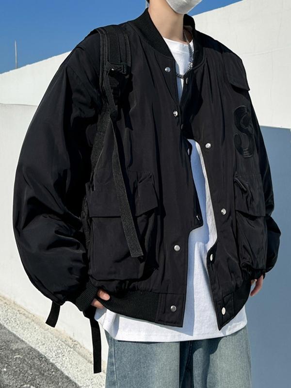 Men's Big Pocket Irregular Snap Button Cargo Jacket Product Image