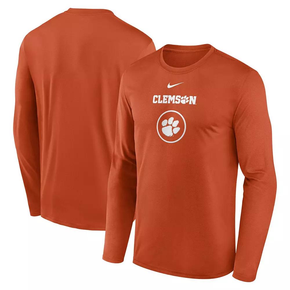 Men's Nike Orange Clemson Tigers 2024 On-Court Basketball Practice Legend Performance Long Sleeve T-Shirt, Size: Small Product Image