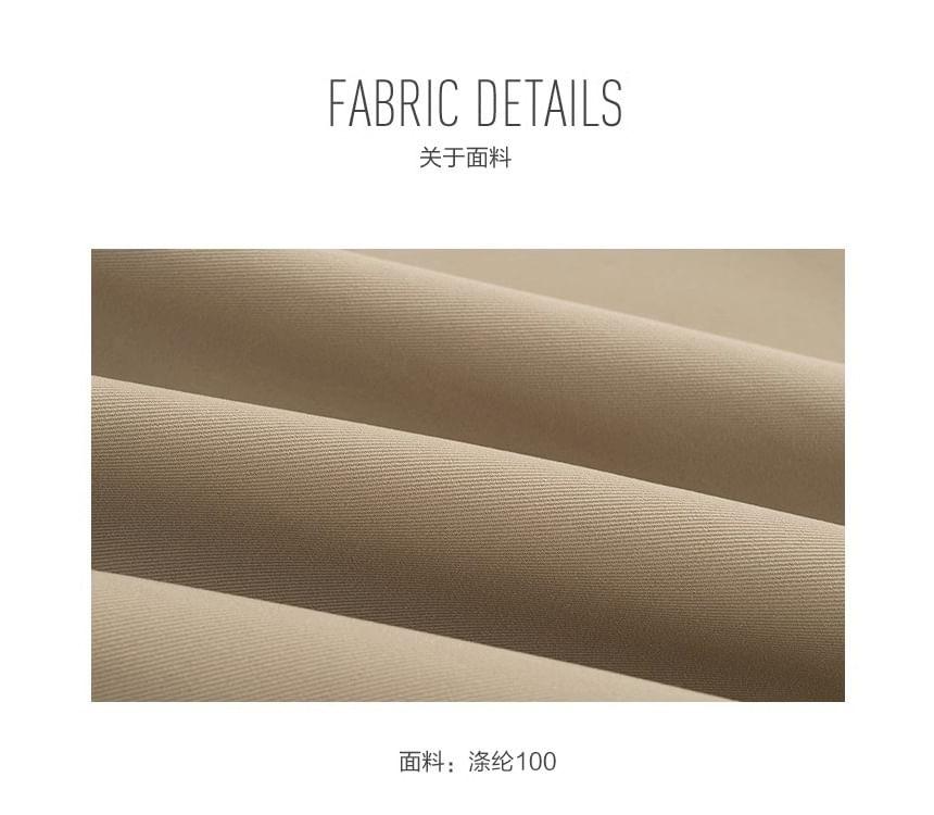 Lapel Collar Plain Double Breasted Trench Coat Product Image