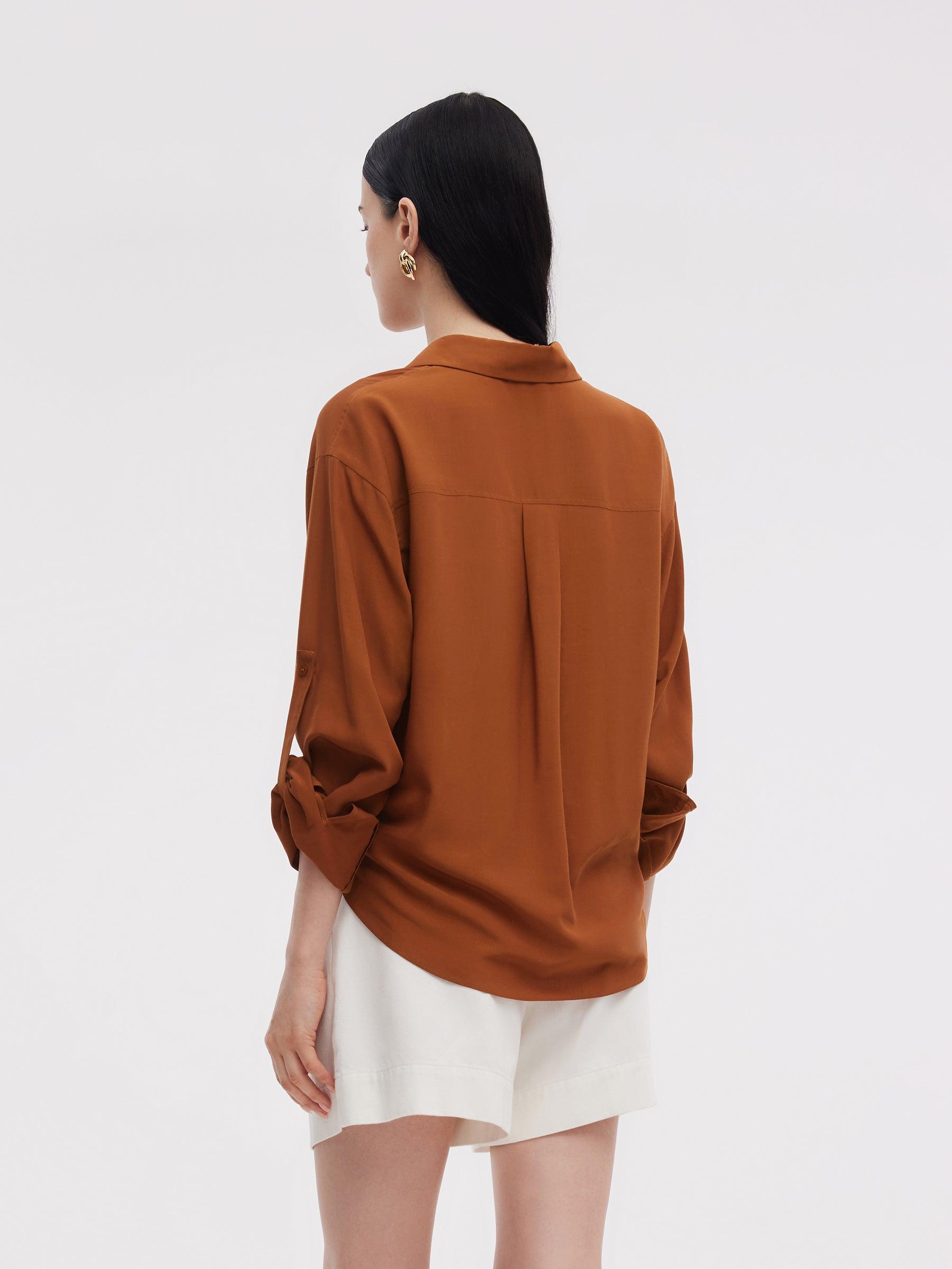 Tencel Acetate Blend Women Adjustable Sleeves Shirt Product Image