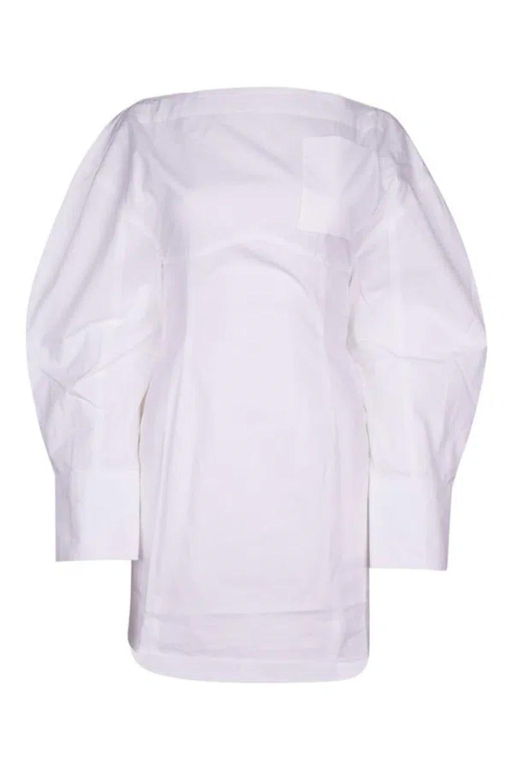 JACQUEMUS La Casaco Long Sleeve Cotton Shirtdress In White Product Image