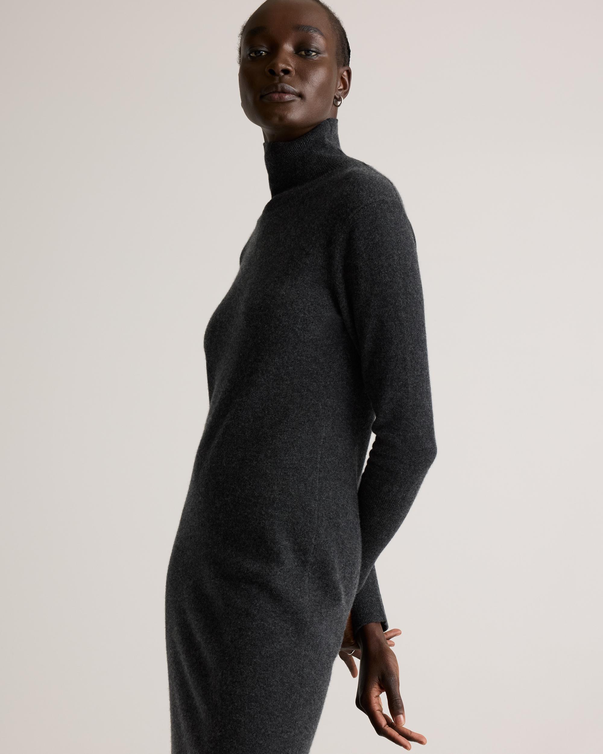 Quince | Women's Mongolian Cashmere Turtleneck Midi Sweater Dress Product Image