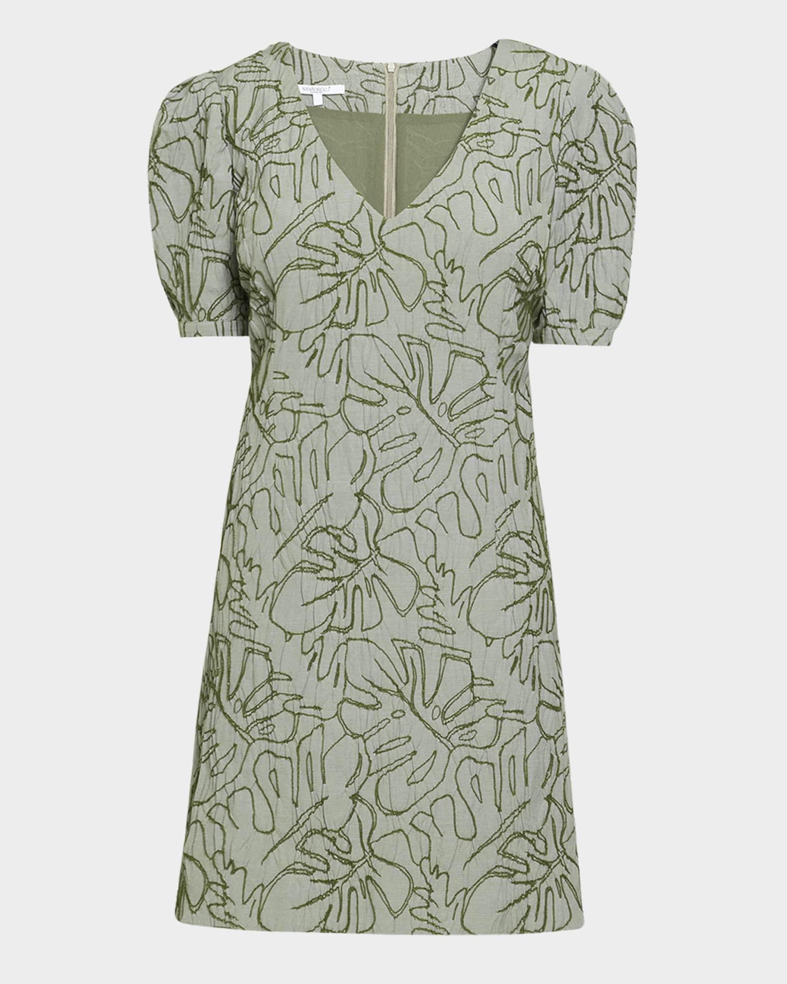 Embroidered A-Line Cotton Cloque Dress Product Image