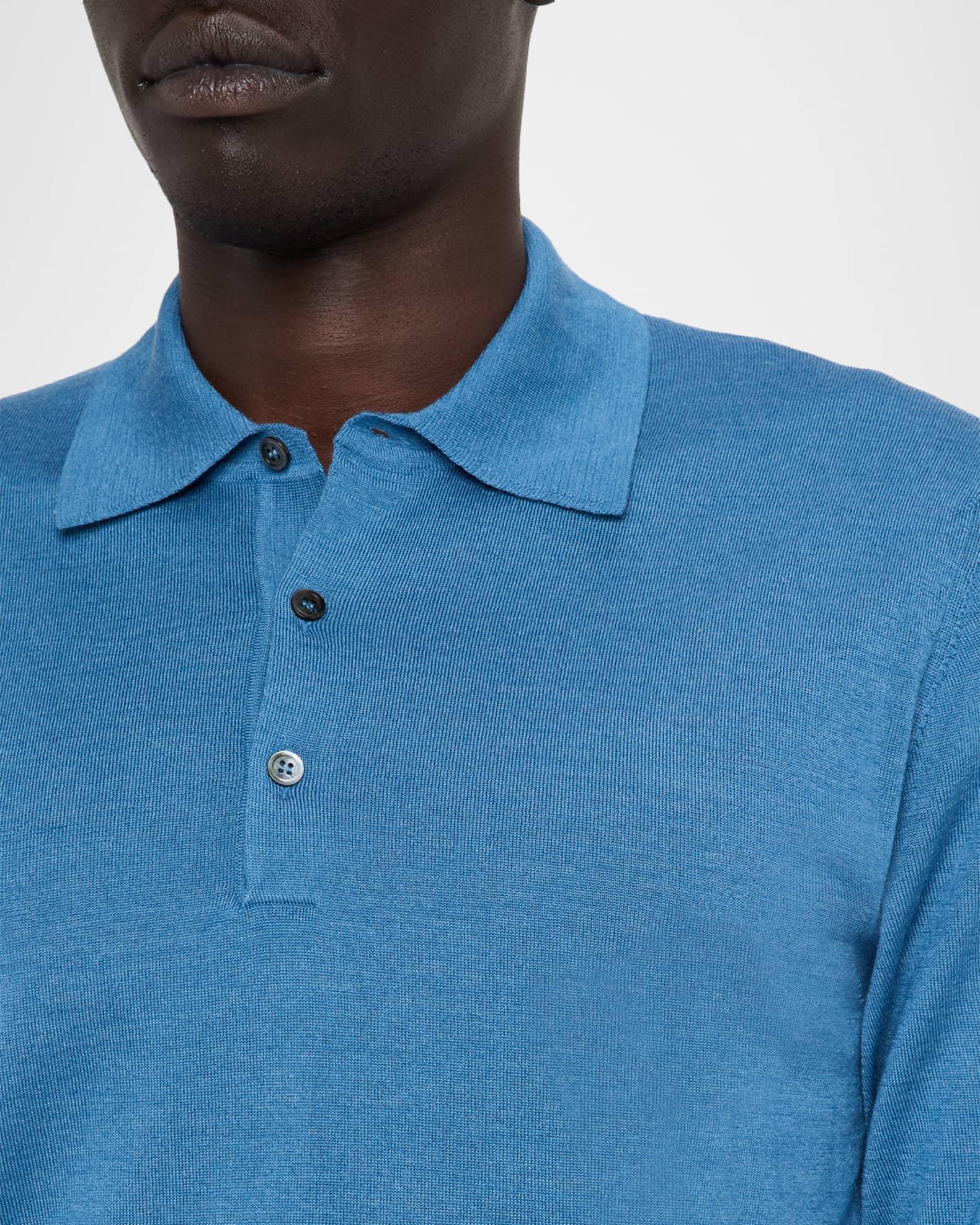 Men's Wool and Silk Short-Sleeve Polo Sweater Product Image