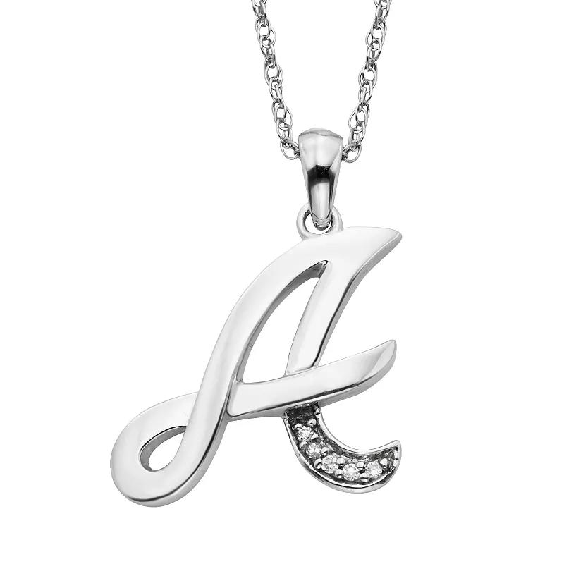 Sterling Silver Diamond Accent Initial Pendant, Women's,  Product Image