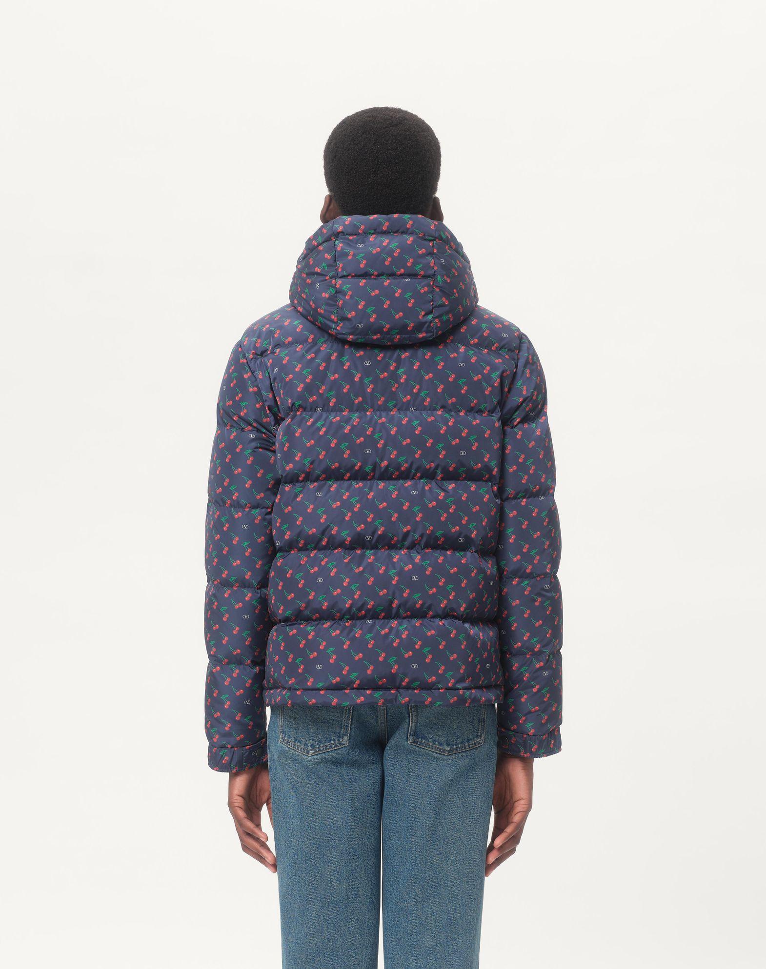Nylon Hooded Down Jacket With Cherryfic Print Product Image