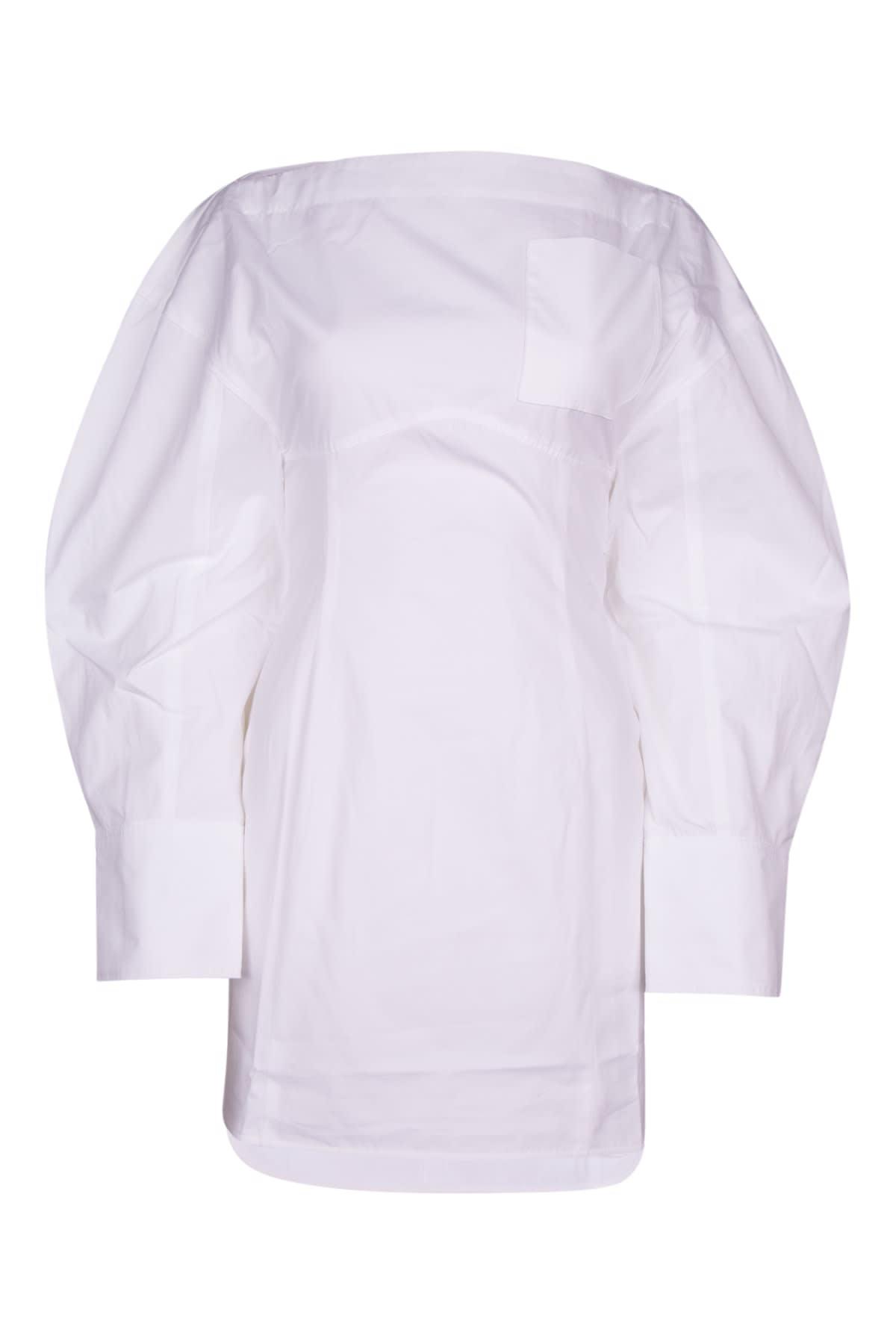 JACQUEMUS La Casaco Long Sleeve Cotton Shirtdress In White Product Image