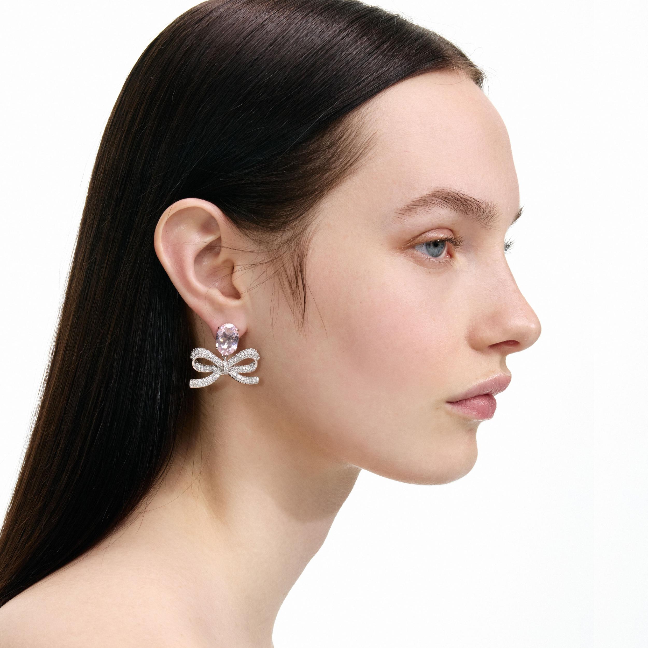 Pink Crystal Bow Earrings Product Image