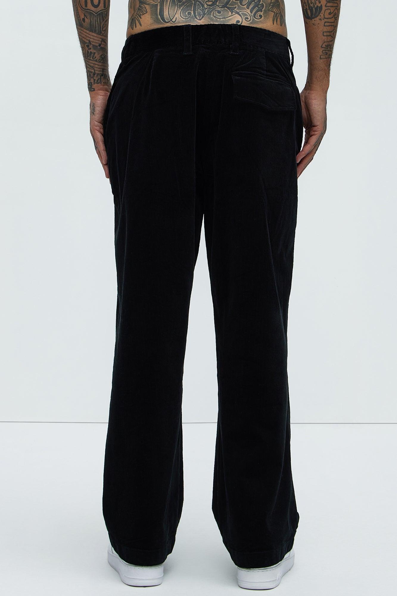 Anderson Pleated Corduroy Pants - Black Product Image