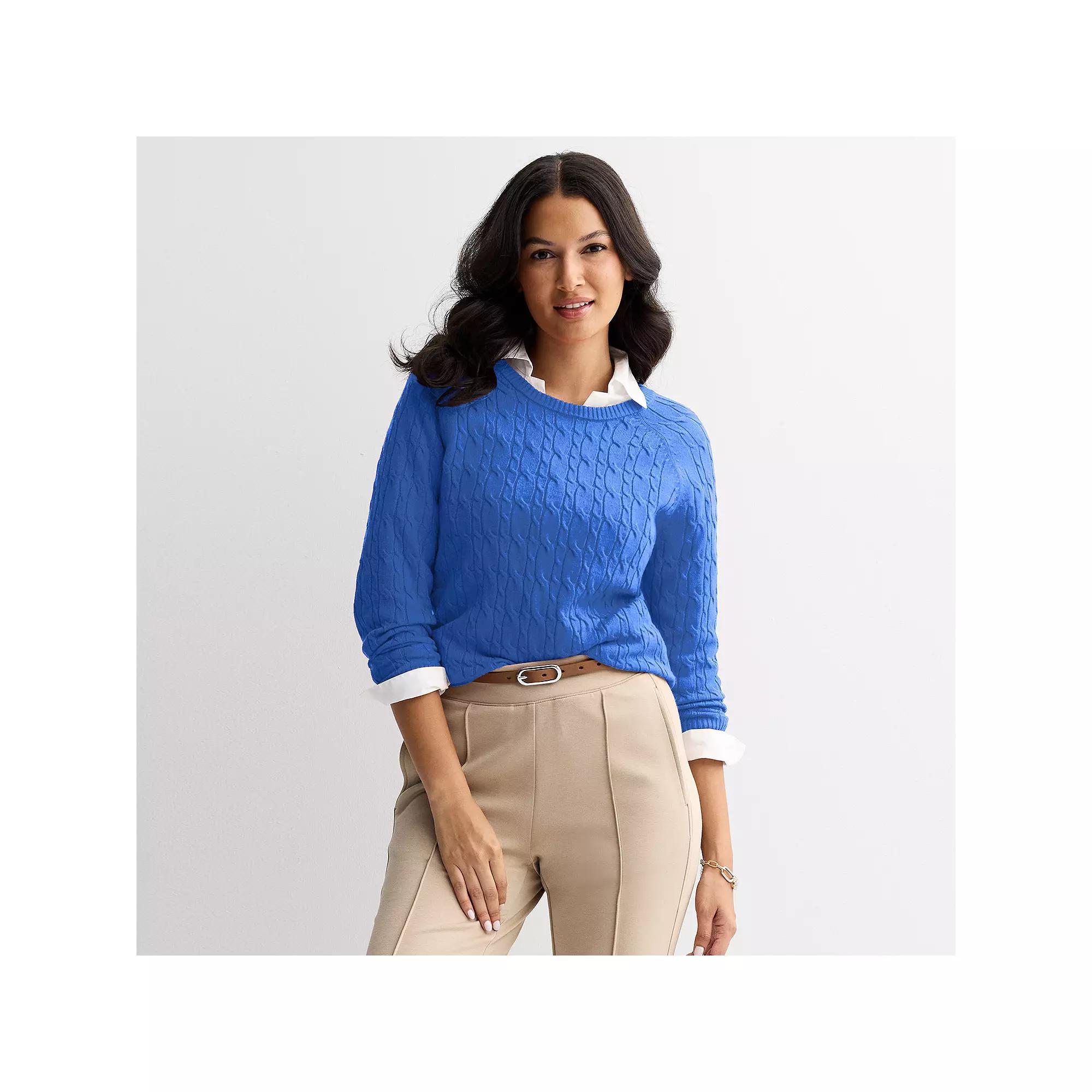 Women's Croft & Barrow® The Extra Soft Cable Crew Neck Sweater,  Product Image