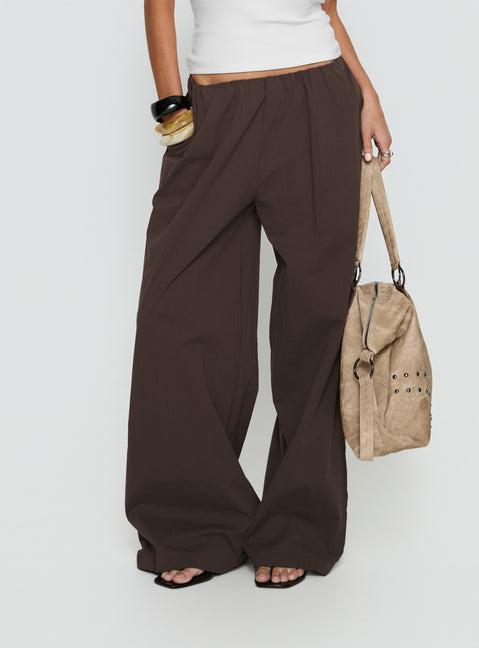 Lunea Concealed Waistband Pants Brown Product Image