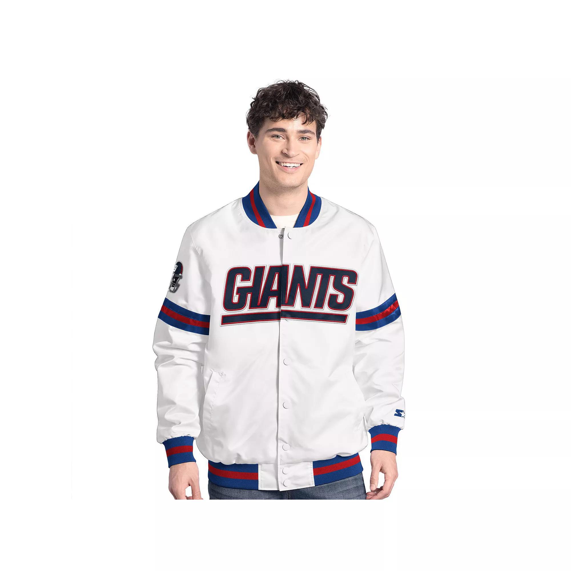 Men's Starter  White New York Giants Scout Full-Snap Varsity Jacket, Size: 2XL Product Image