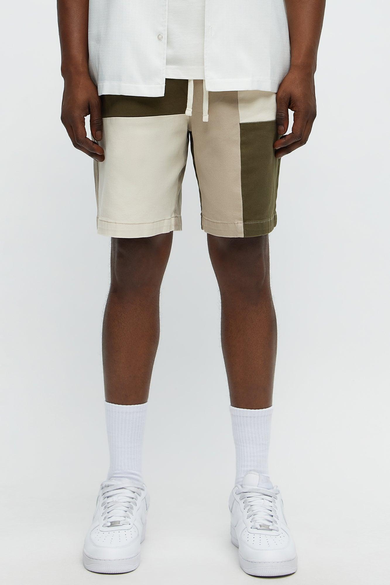 Blocked Again Shorts - Olive/combo Product Image