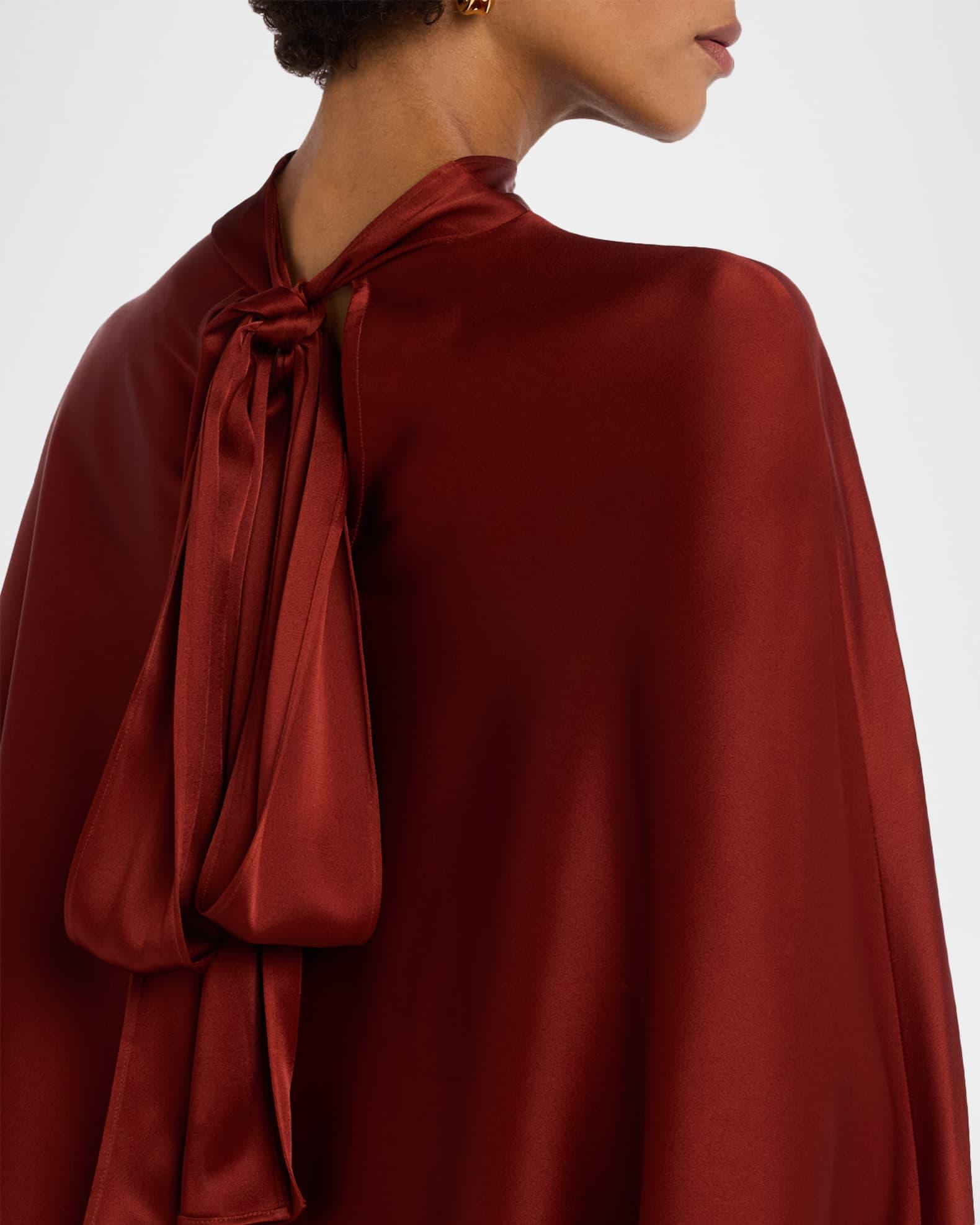 Mock-Neck Satin Cape Top Product Image