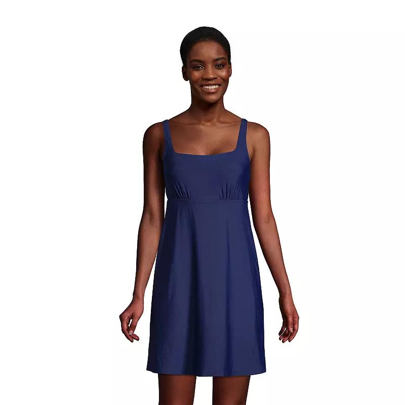 Women's Lands' End Tummy Control UPF 50 Squareneck One-Piece Swim Dress,  Product Image