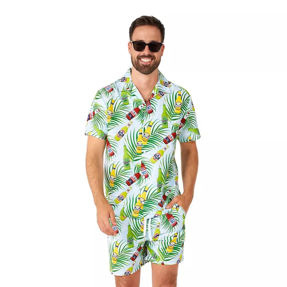 Men's Suitmeister Tropical Beers Slim Fit Short Sleeve Button Down Shirt & Shorts Set, Adult Unisex,  Product Image