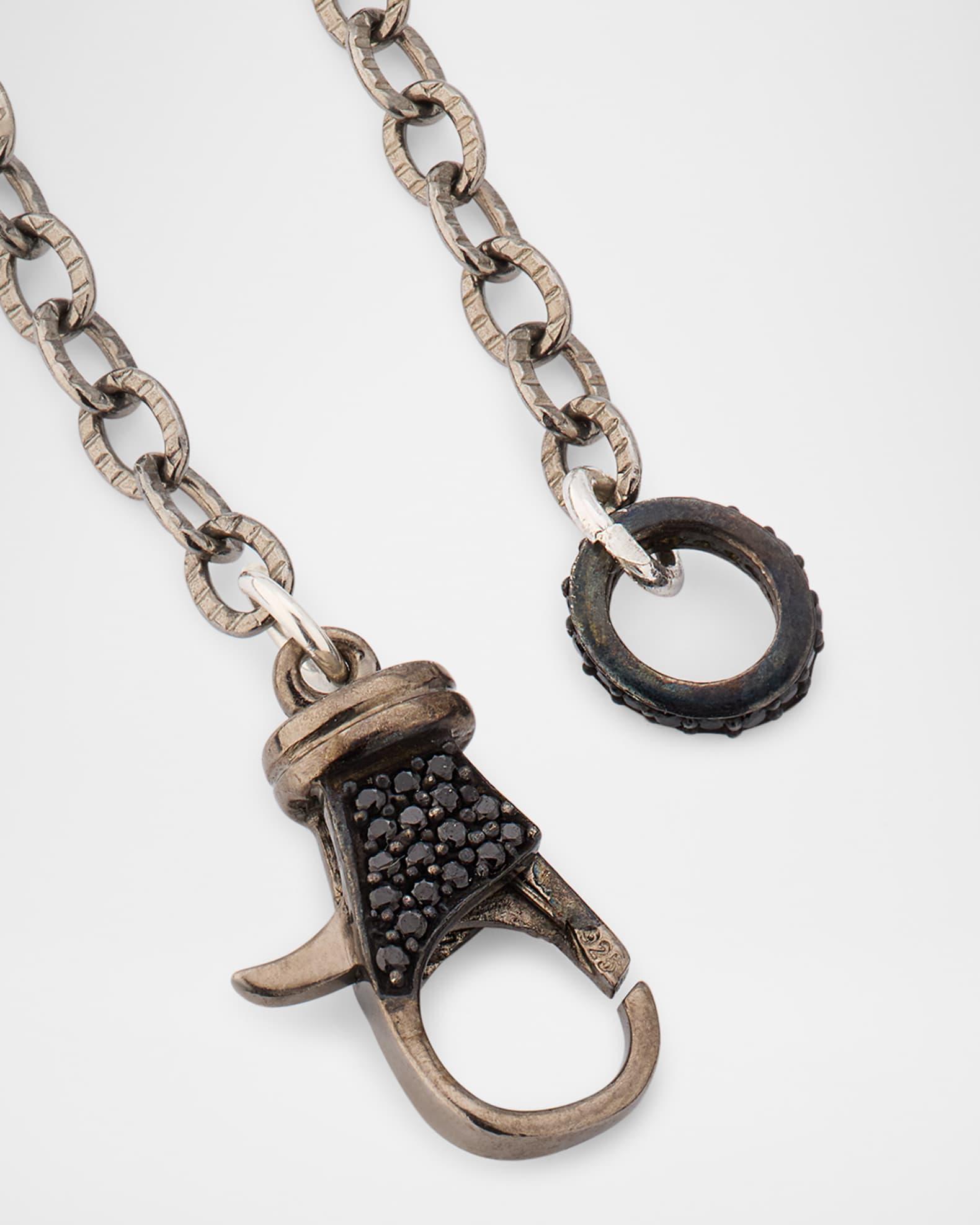 Rhodium-Plated Sterling Silver Chain Necklace with Diamond Clasp Product Image