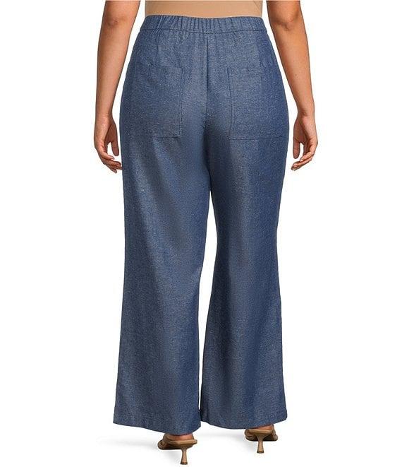 Lucy Paris Plus Size Elly Linen Blend Flared Leg Ankle Pants Product Image