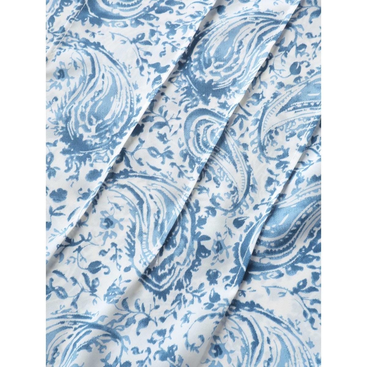 Plus Size LightBlue Paisley Print Ruffled Layered Sleeve Blouse Women Boho Cap Sleeve Round Neck Vacation Blouses BloomChic 22-24/3X Product Image