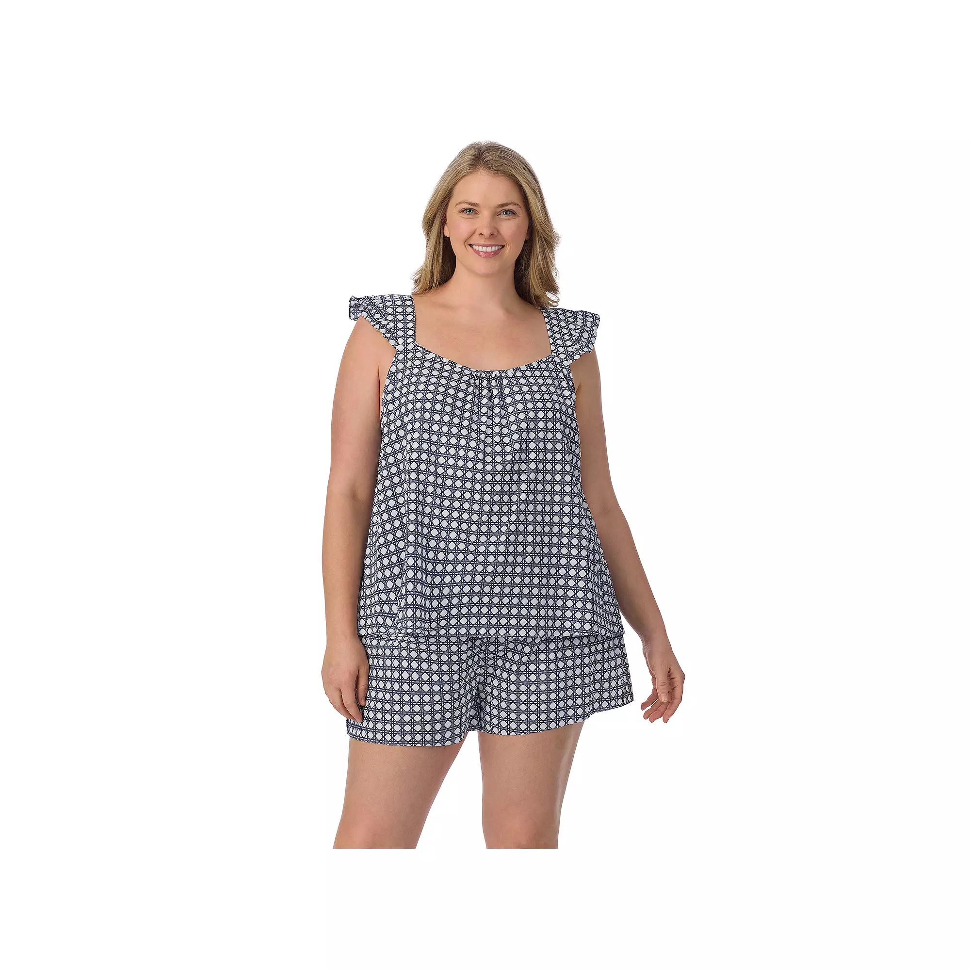 Plus Size Draper James 2-Piece Woven Pajama Tank Top & Pajama Boxers Set, Women's, Size: 2XL, Blue Wicker Product Image