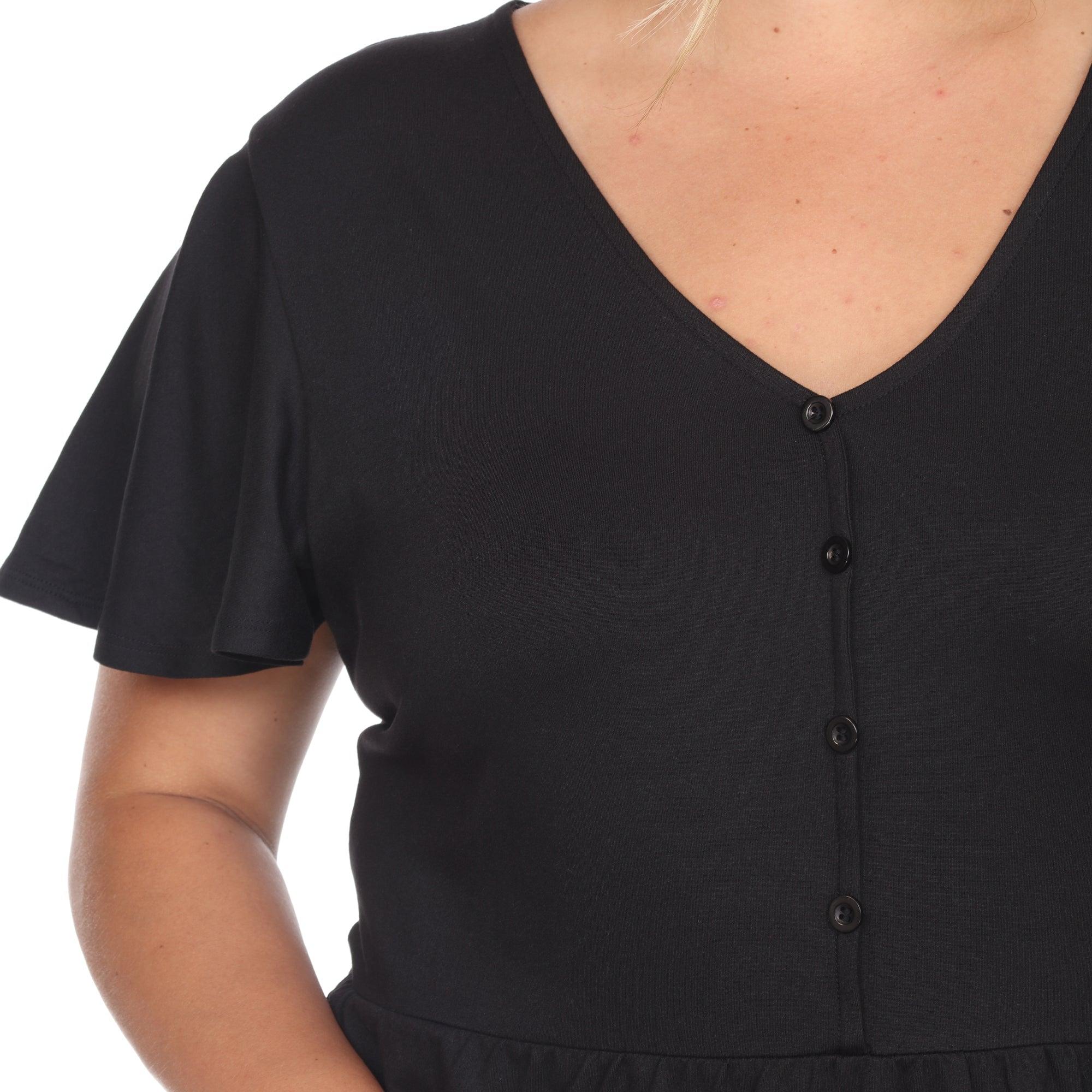 Short Sleeve V-neck Tiered Midi Dress - Plus Product Image