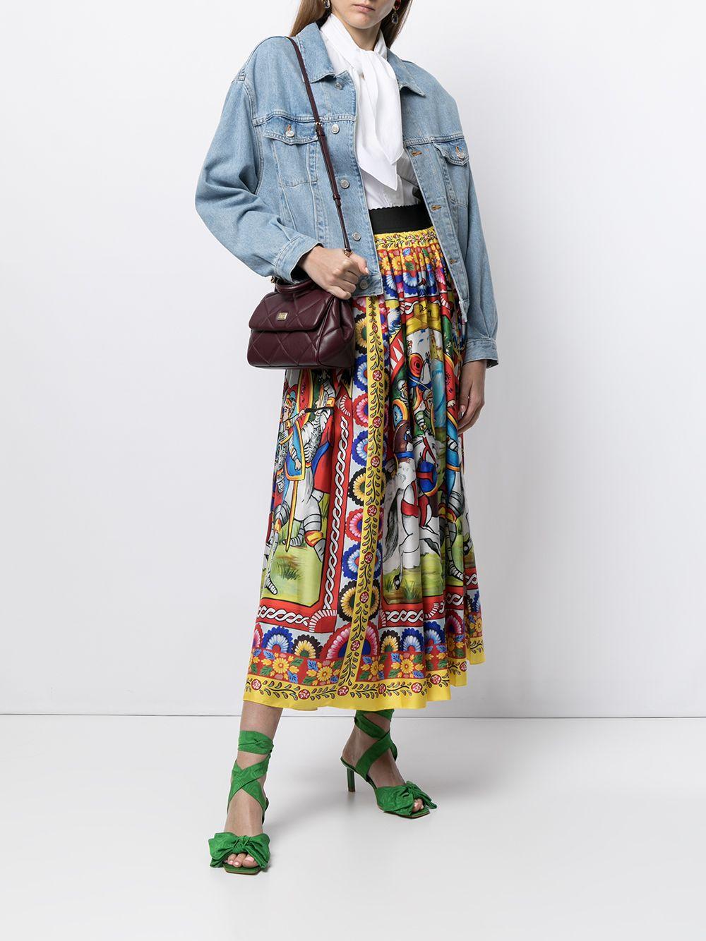 Carretto-print twill midi skirt Product Image