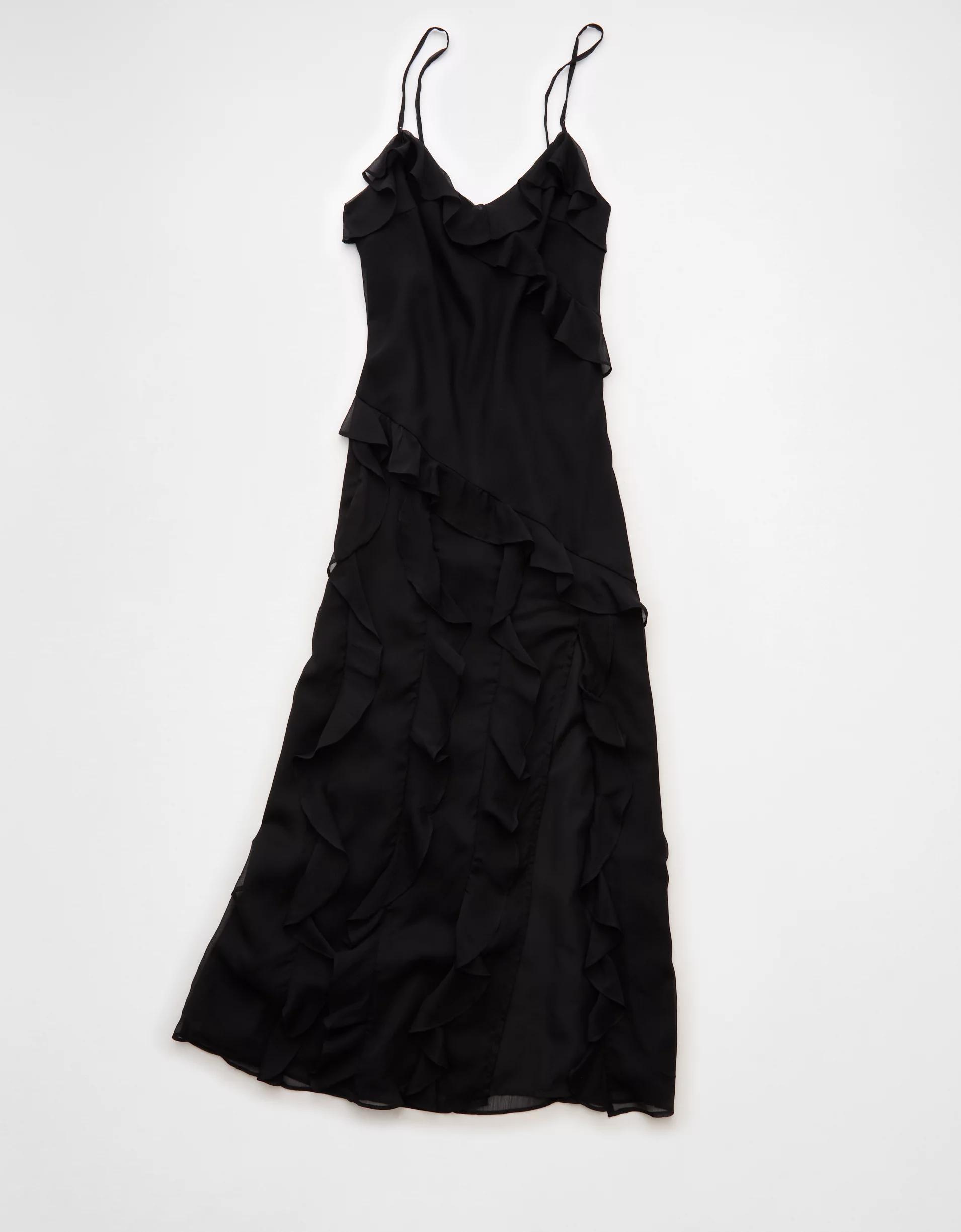 AE Asymmetrical Ruffle Maxi Slip Dress Product Image