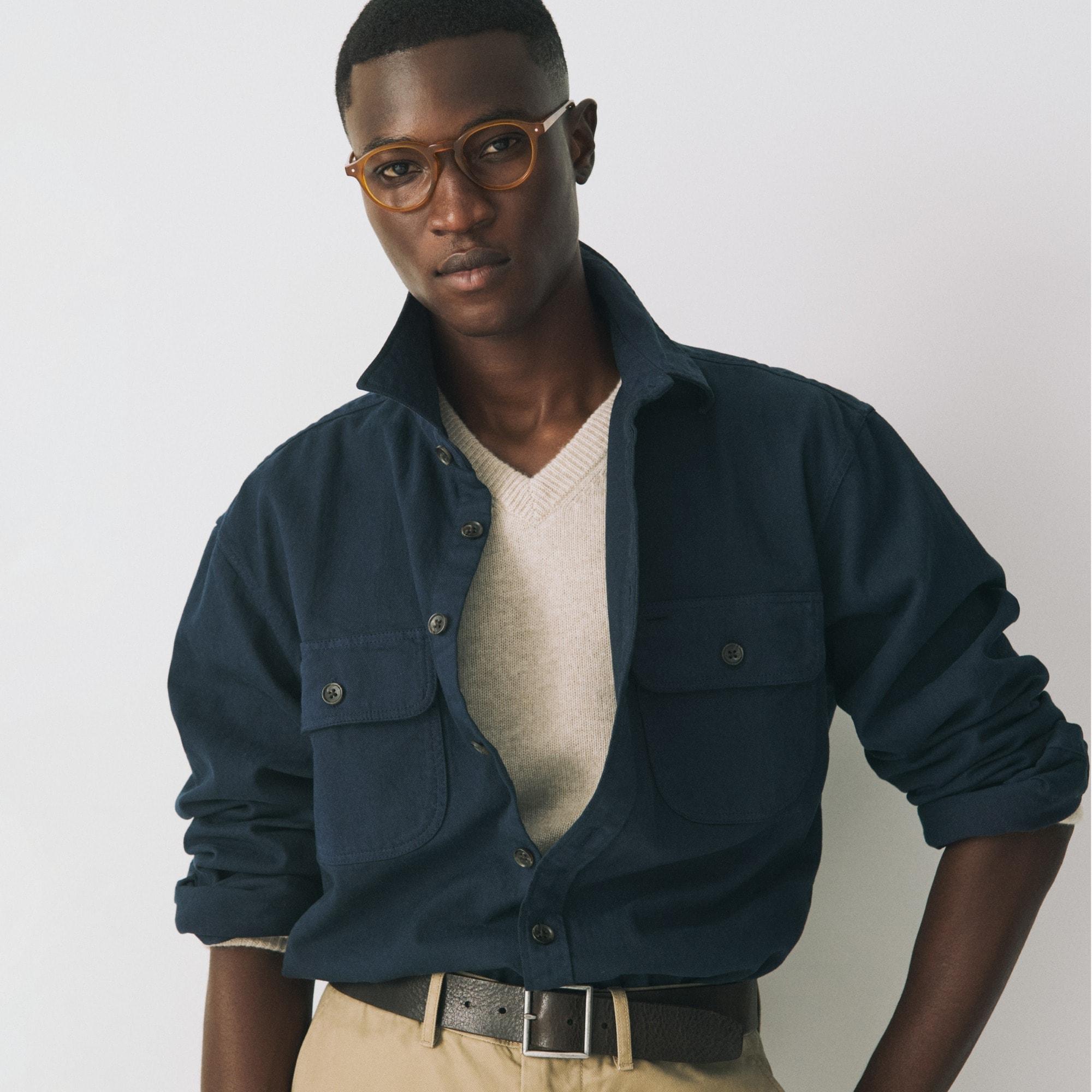 Garment-dyed twill overshirt Product Image