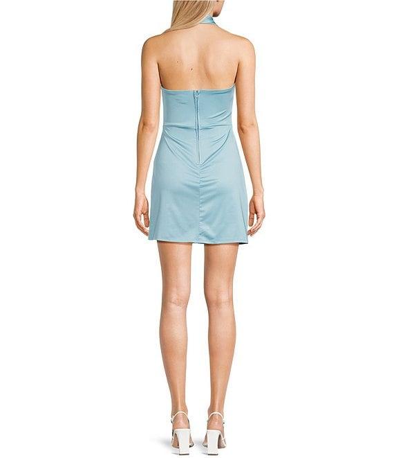 City Vibe Halter Sweetheart Neck Side Pleated Mini Dress Product Image