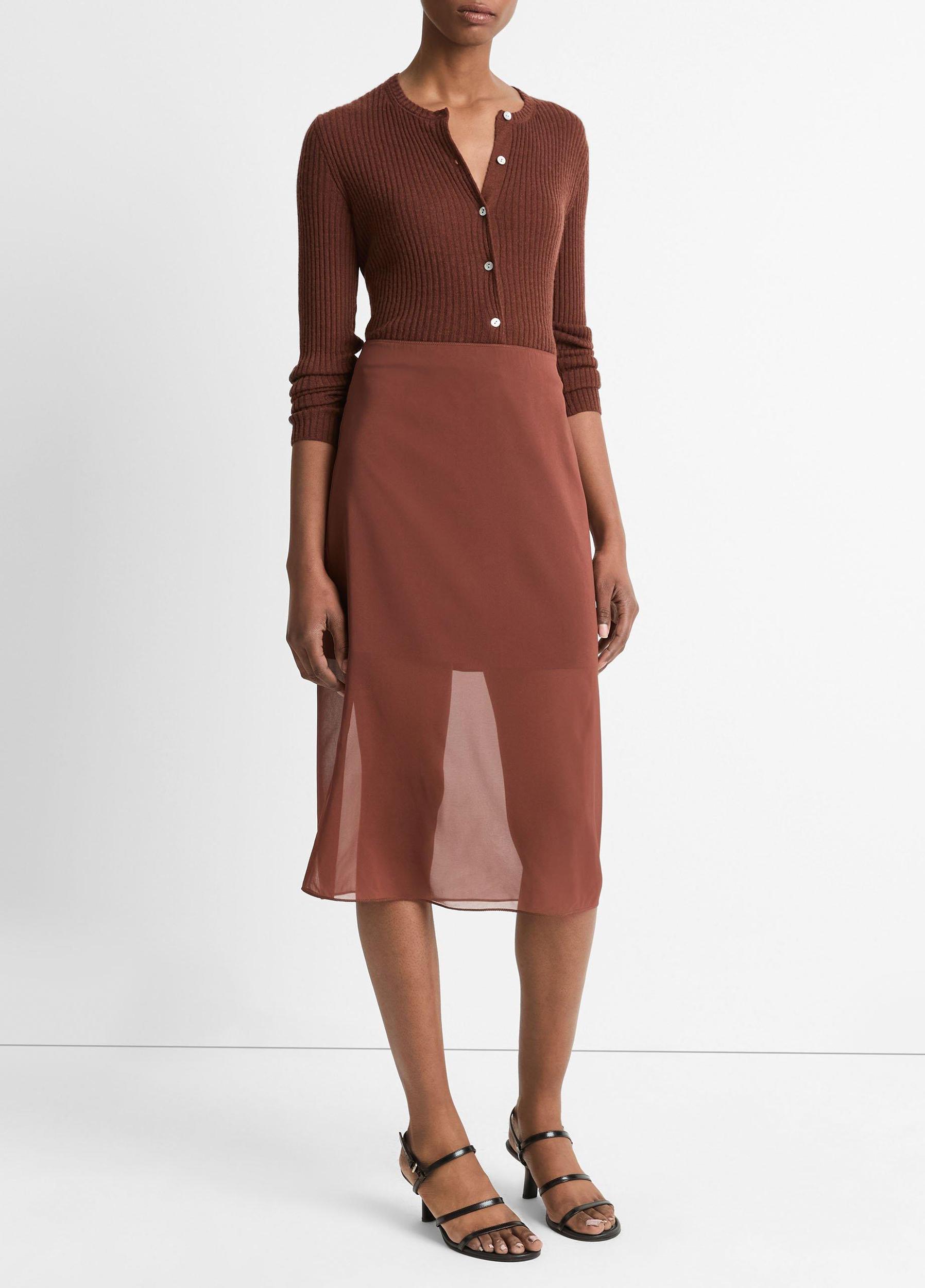 Sheer Stretch-Silk Overlay Skirt Product Image