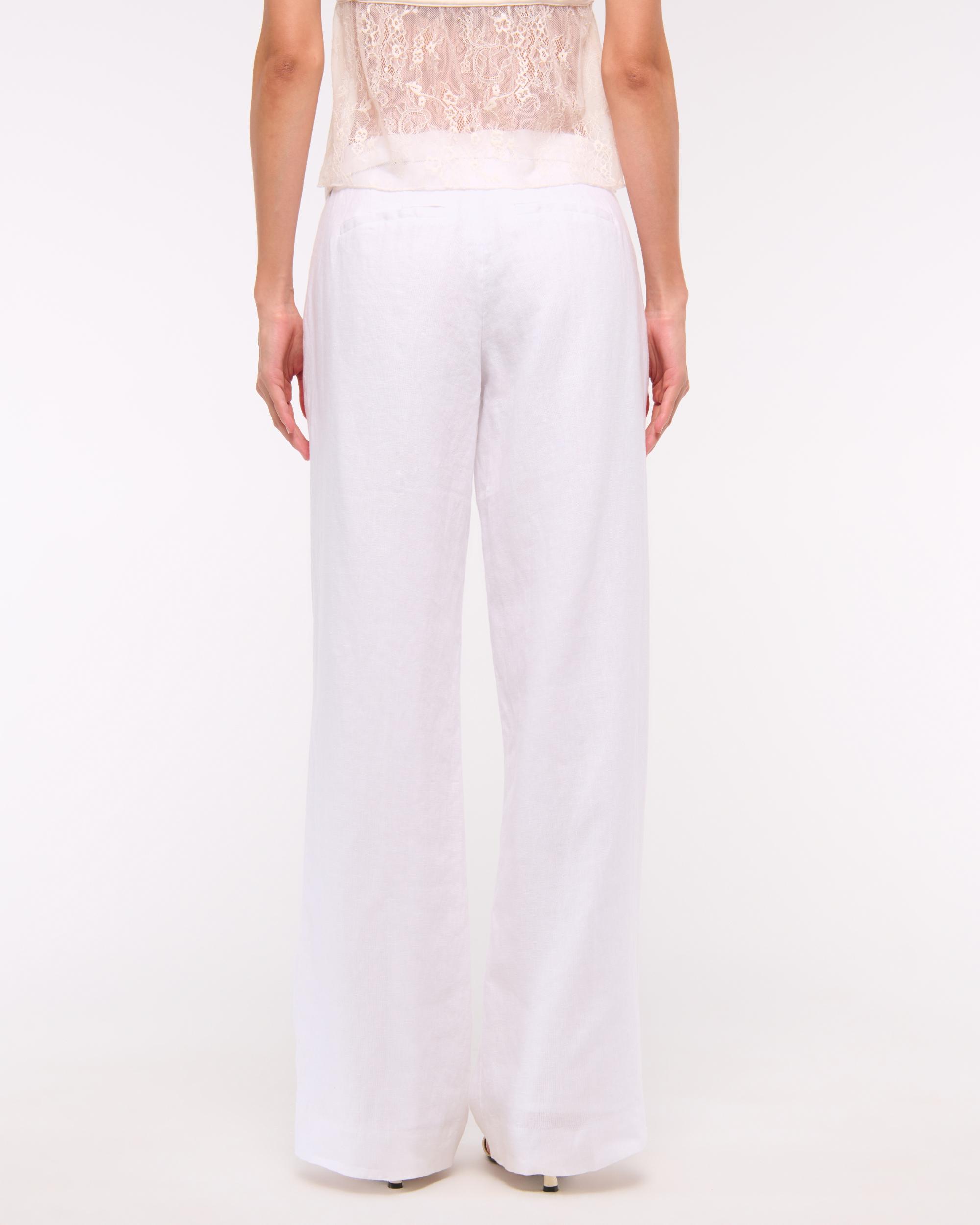 Premium Linen Belted Wide Leg Pant Product Image