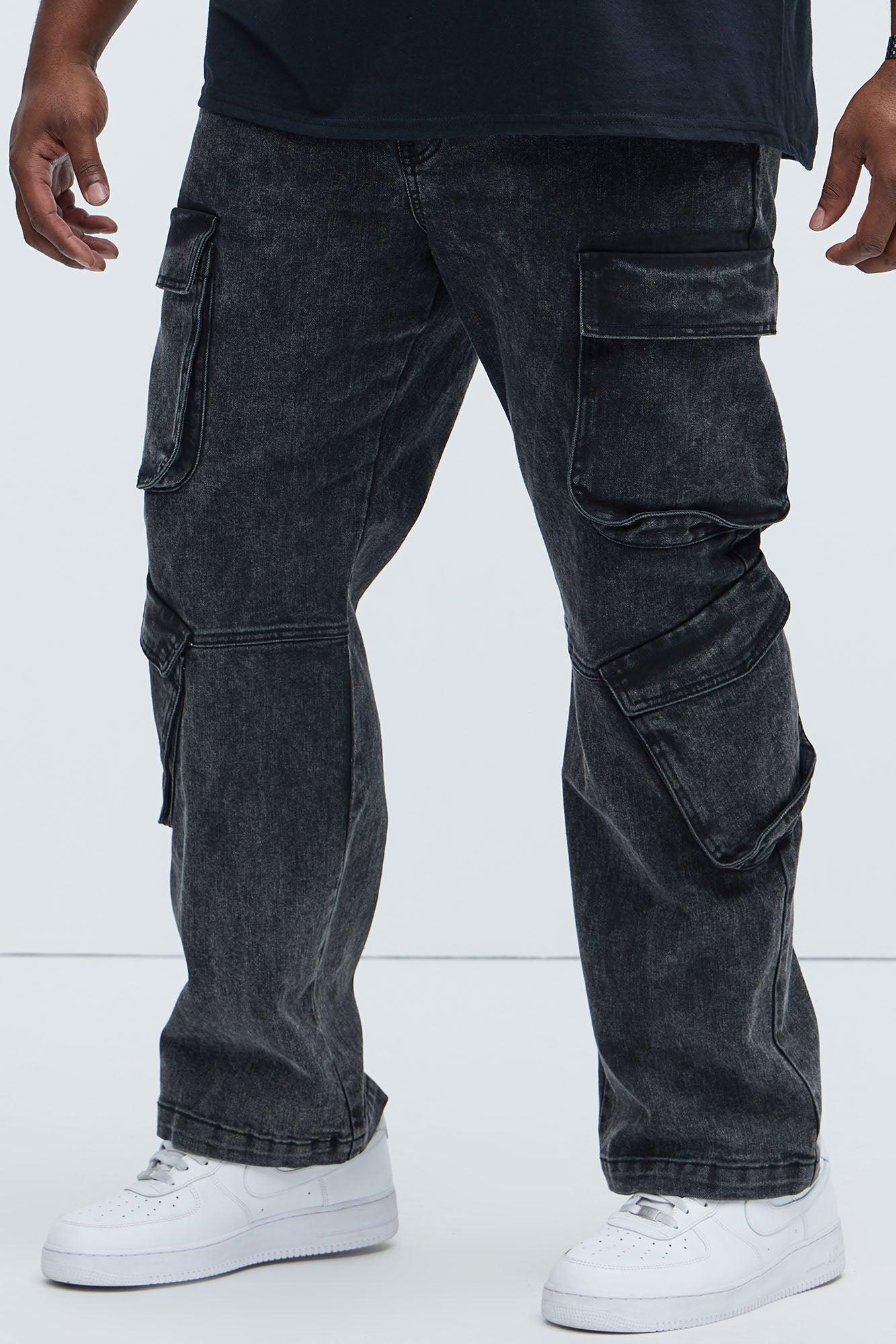 Black Jack Mike Straight Cargo Jeans - Black Wash Product Image
