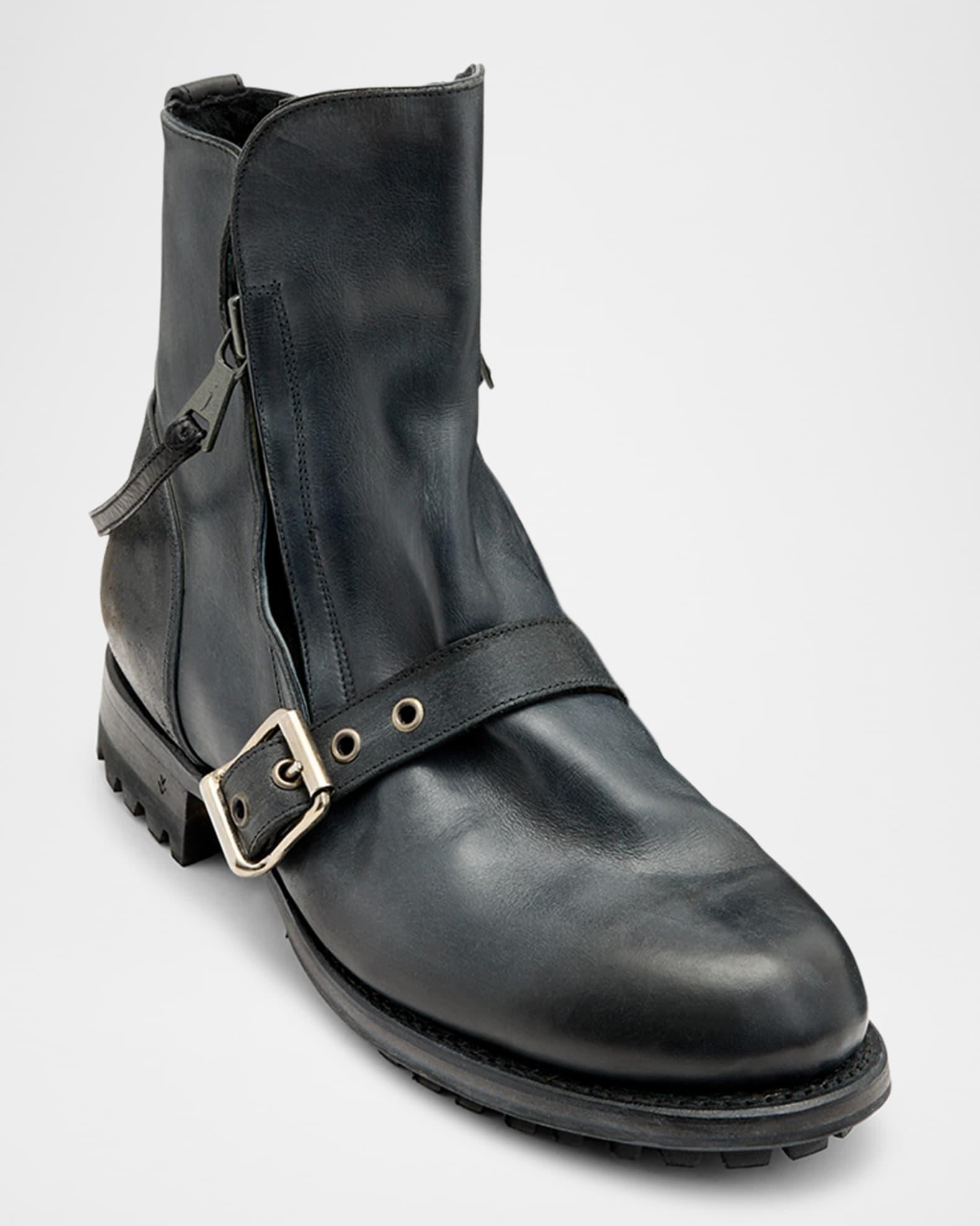 Men's Moto Shearling Double-Zip Leather Boots Product Image