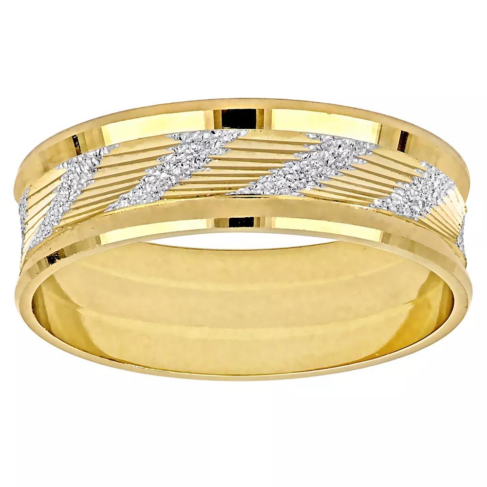 Stella Grace Two Tone 14k Gold Ribbed & Striped Wedding Band, Womens 14k Two Tone Product Image