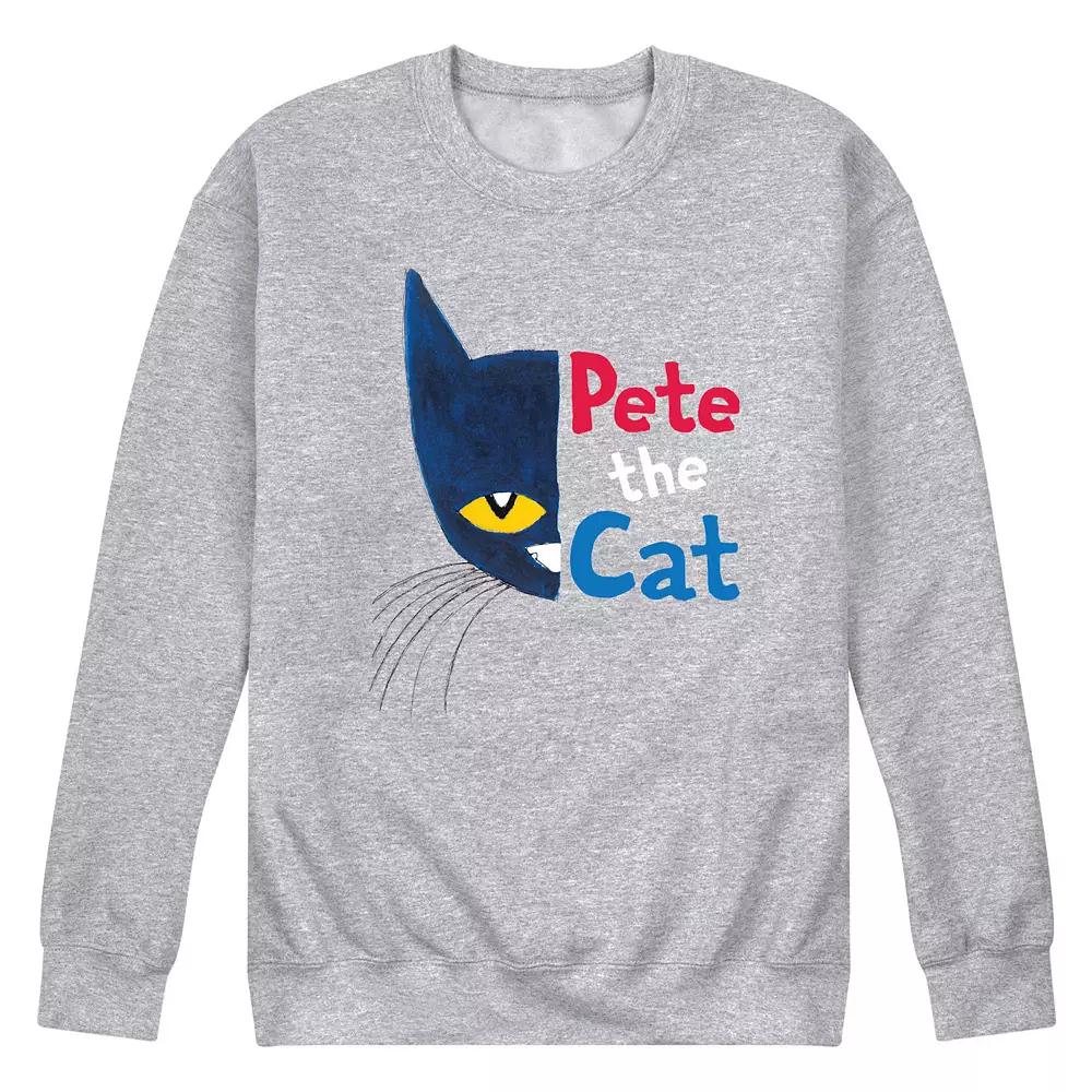 Men's Pete the Cat Half Face w Text Fleece Sweatshirt,  Product Image